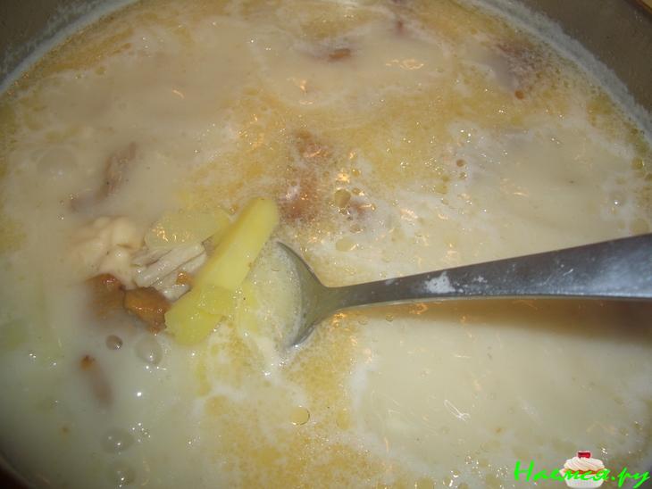 Сырный суп с грибами