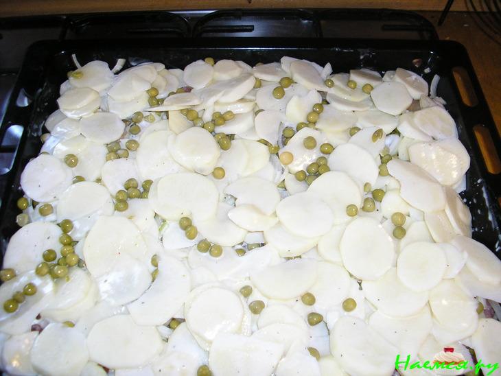 Мясо с зеленым горошком