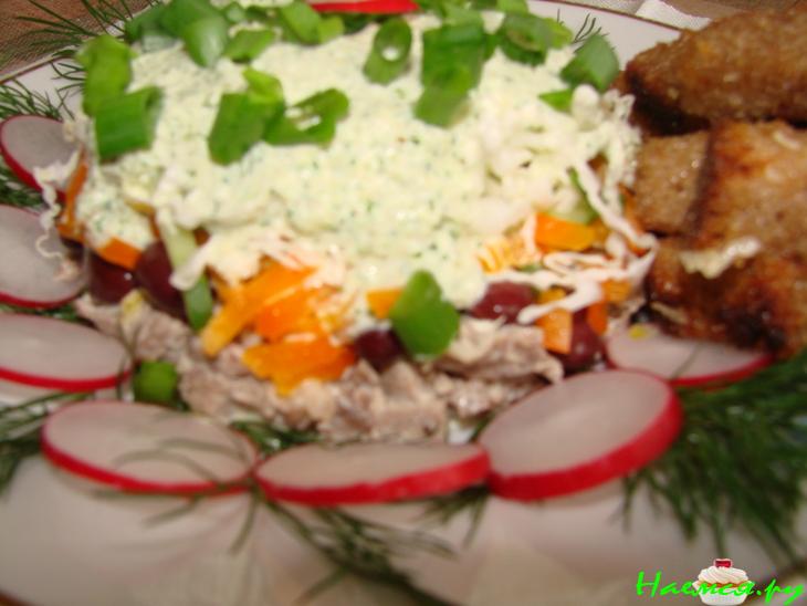 Салат "Мясной с фасолью"