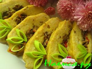 Рыбный рулет-суфле с перечно-грибной начинкой