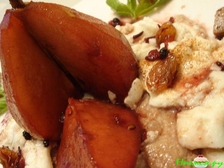 Десерт "Пьяная груша в снегу"