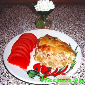 Картофельная запеканка с куриным филе и грибами