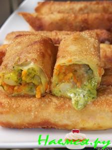 Роллы из теста фила с креветками и тремя видами сыра!!