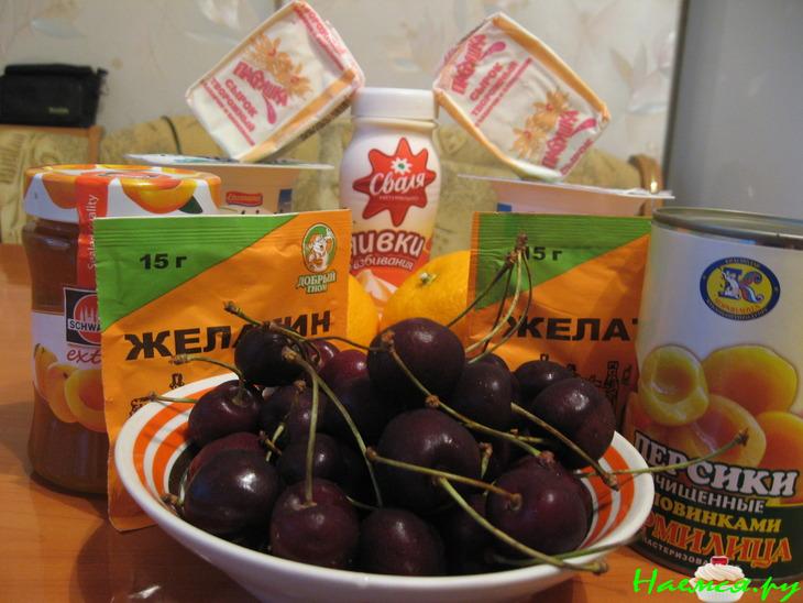 Торт творожно-иогуртовый с апельсиновым желе