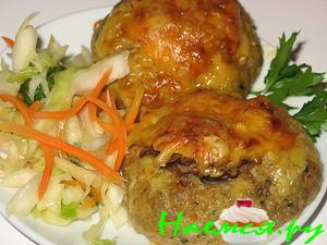 Котлетки-гнезда с шампиньонами