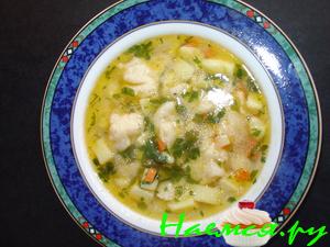 Куриный супчик с манными клецками (вариант), и с закусочной лепешкой