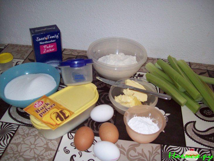 Пирог с ревенем и яблоками 