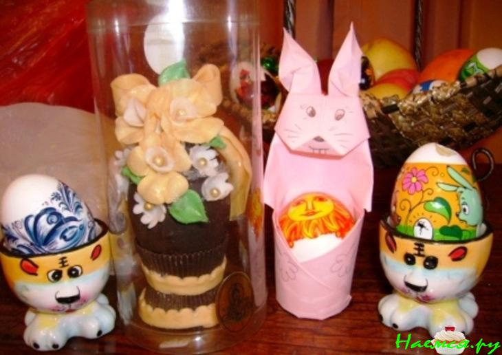 Кекс с пасхальным зайцом и крашенками