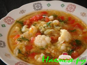 Суп из красной чечевицы с цветной капустой (постный)