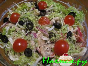 Салат постный с кальмарами Салат постный с кальмарами