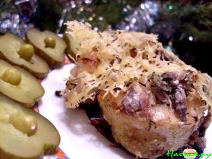 Судак под грибной шубой, с сырной сеточкой Судак под грибной шубой, с сырной сеточкой