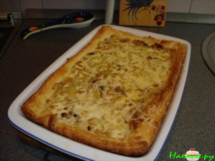 Пирог "Душа на распашку, лук с грибами"