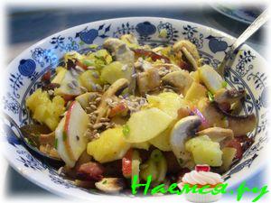 Картофельный салат с шампиньонами и ветчиной