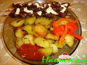 Домашний шашлык из куриных сердечек