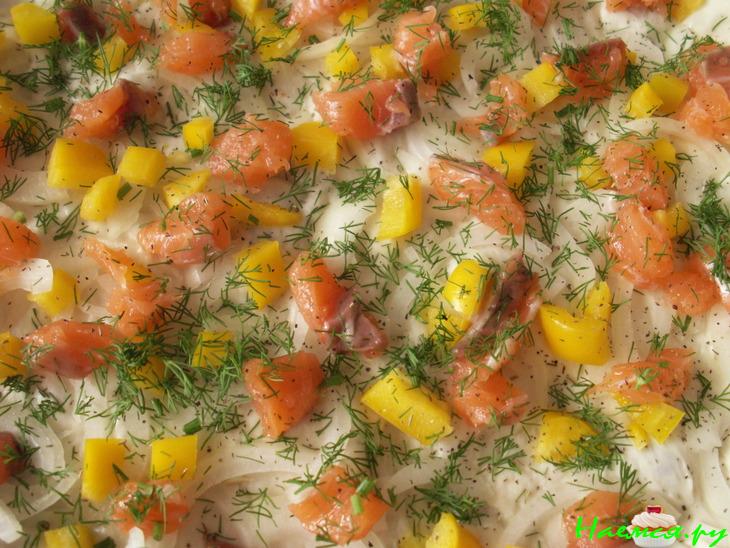 Пицца с креветочным соусом на основе бешамель