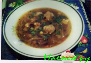Солянка из тефтелек и опят