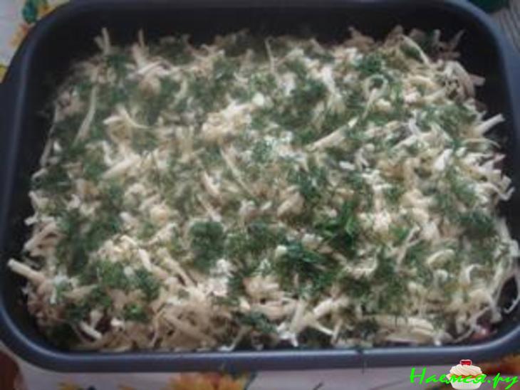 Запеканка из цветной капусты с грибами