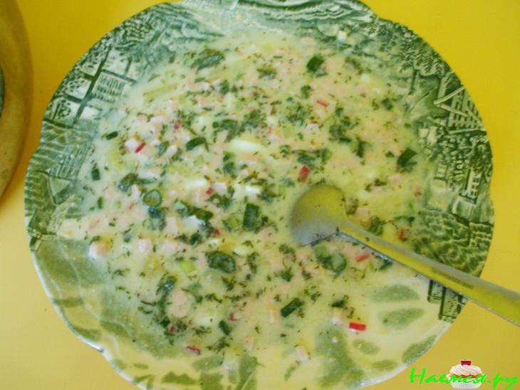 Окрошка на сливках с газированной минеральной водой