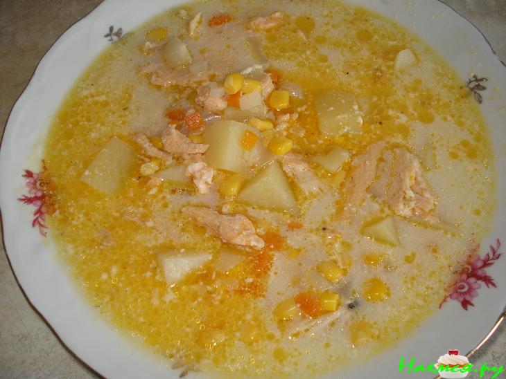 Похлебка из форели и кукурузы