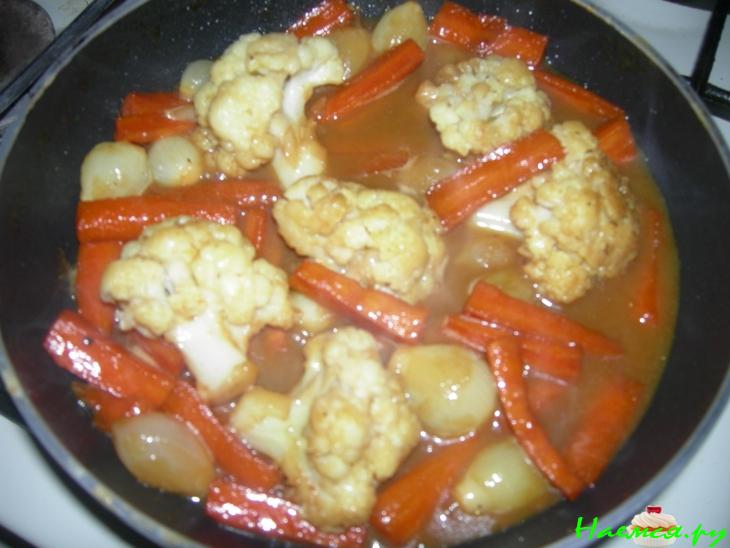 Гарнир овощной в кармельно-соевом соусе