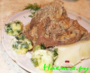 Печёночка фаршированная грибочками и гречкой