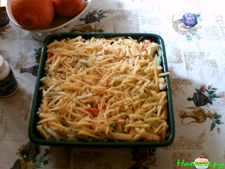 Запеканка из рыбы с макаронами и овощами