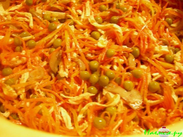 Салат "Юбилейный" с курицей и шампиньонами Салат "Юбилейный" с курицей и шампиньонами