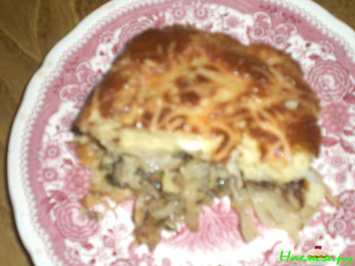 Пирог с шампиньонами, фаршем и капустой Пирог с шампиньонами, фаршем и капустой