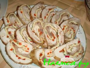 Куриный рулет с горчицей и майонезом