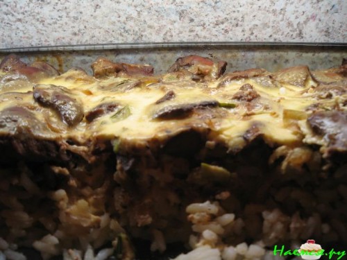 Рисовая запеканка с куриной печенкой