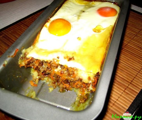 Картофельная запеканка с печенкой