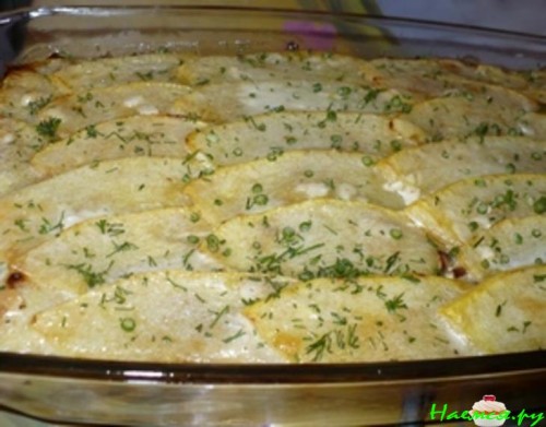 Запеканка из кабачков, грибов, риса