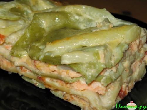 Лазанья с лососем и спаржей
