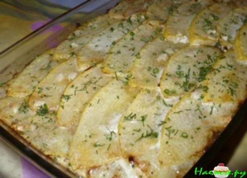 Запеканка из кабачков, грибов, риса