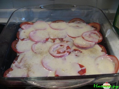 Лазанья с морским коктейлем и шпинатом