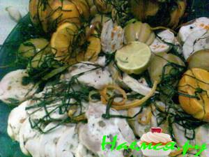 Рулет из птицы и овощей