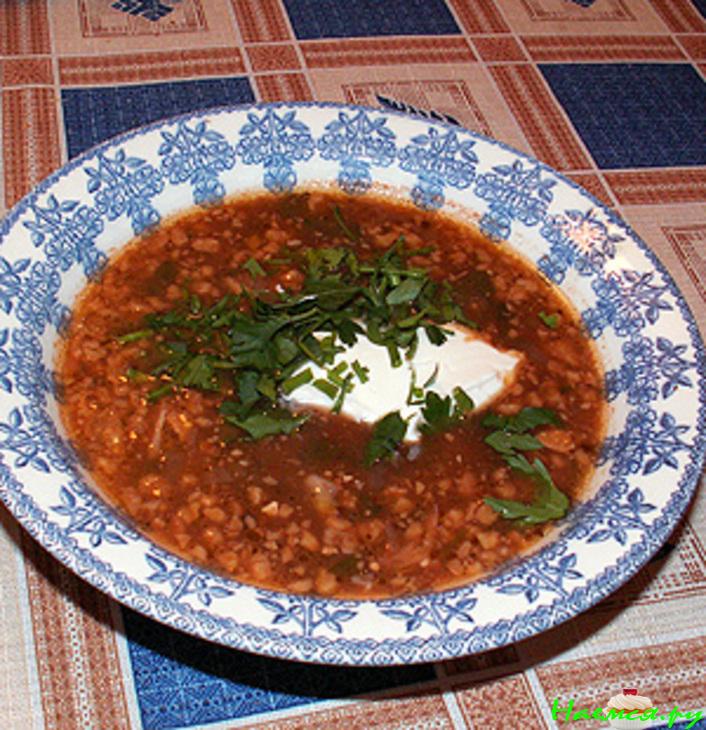 Харчо с орехами (быстрое, постное)