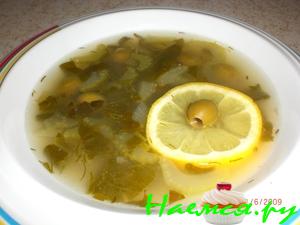 Рыбный суп "Зеленый с оливками"