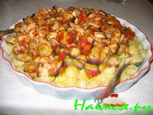 Макароны с креветками