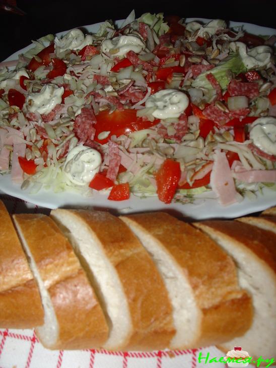 Мой любимый салат с багетом