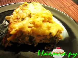 Киш с филе и шампиньонами