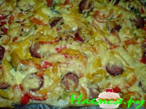 Quiche из паприки и колбаски "Cabanossi"