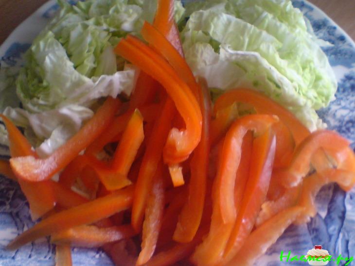 Спагетти с индейкой и перчиком