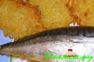 Скумбрия в рукаве на луковой подушке