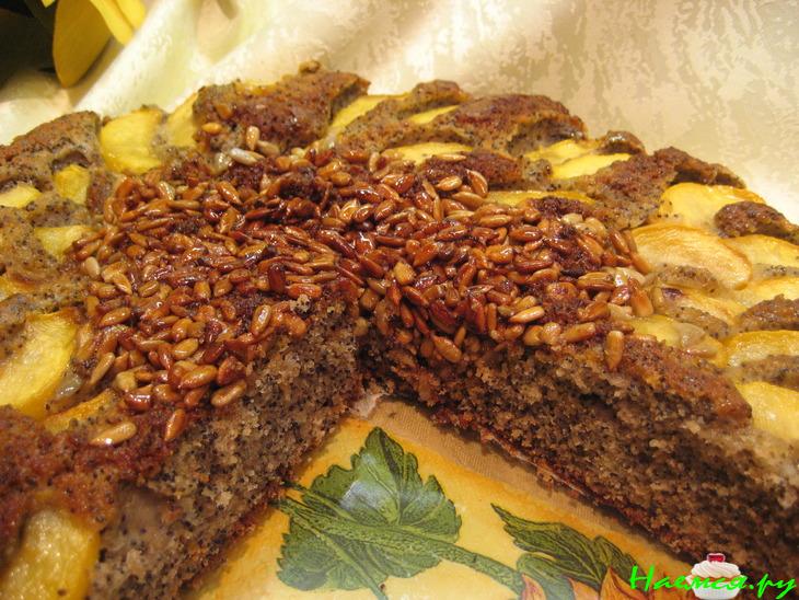 Пирог 'Подсолнух' с персиками Пирог 'Подсолнух' с персиками