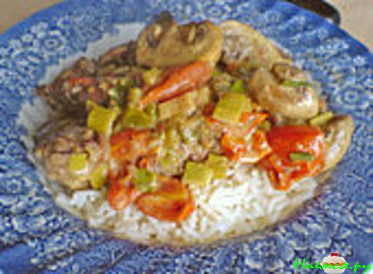 Индюшачья печень с грибами