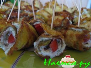 Кабачковые рулетики с творожно - сырковой массой