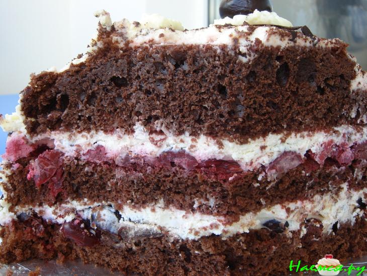 Вишневый торт "Шварцвальд" (очень быстрый вариант)