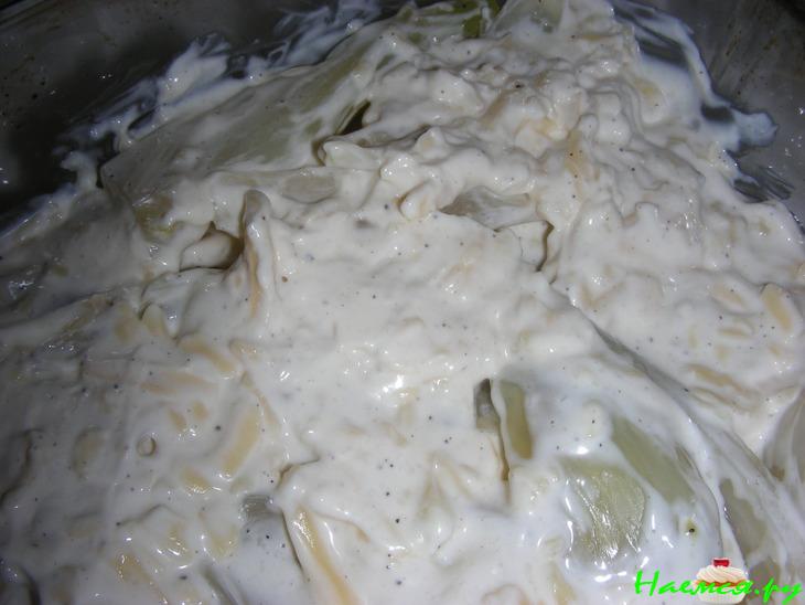 Гратен из фенхеля и лука в орехово-сливочном соусе