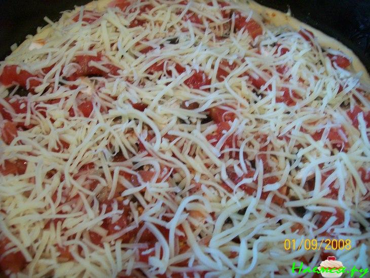 Пицца с куриным мясом и грибами Пицца с куриным мясом и грибами